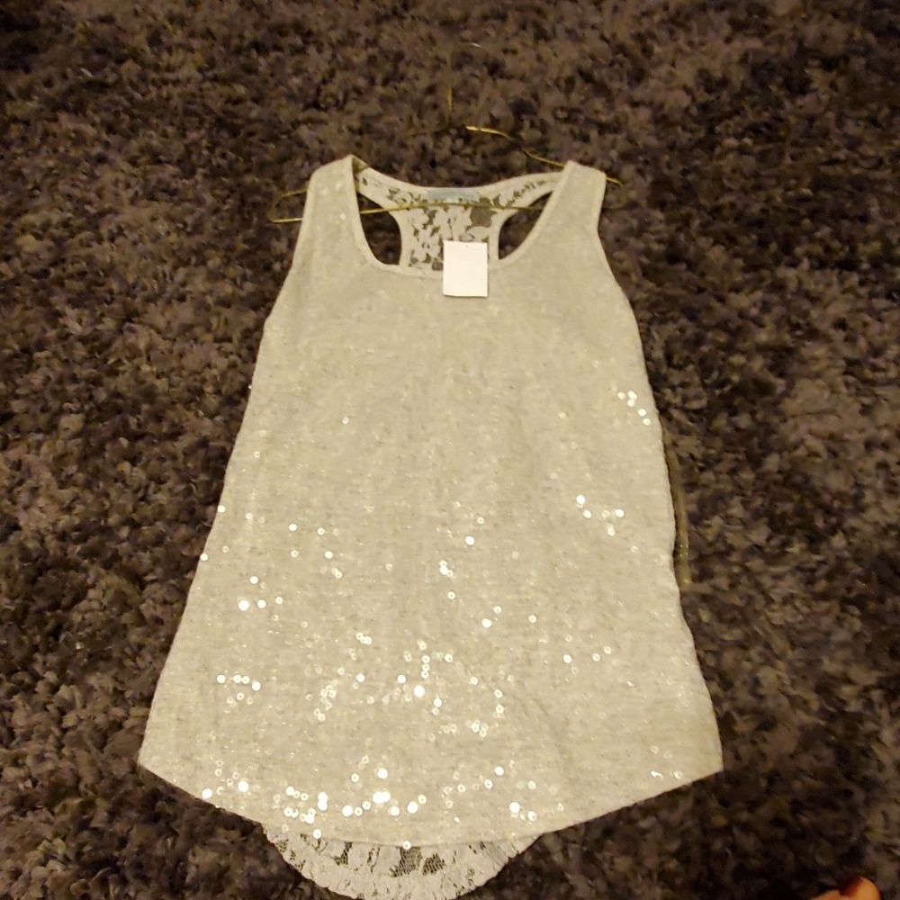 Grey sequin tank top